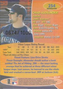 2000 Finest - Refractors #254 Chad Alexander Back