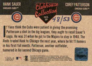 2002 Topps Heritage - Clubhouse Collection Duos #CC2SP Hank Sauer / Corey Patterson Back