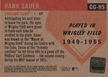 2002 Topps Heritage - Grandstand Glory #GG-HS Hank Sauer Back