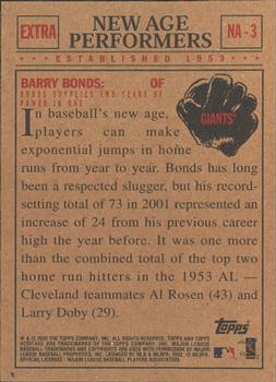2002 Topps Heritage - New Age Performers #NA-3 Barry Bonds Back
