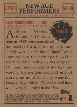 2002 Topps Heritage - New Age Performers #NA-10 Alex Rodriguez Back