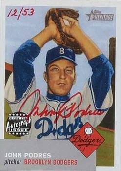 2002 Topps Heritage - Real One Autographs Red Ink #RO-JP Johnny Podres Front