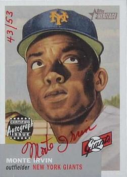 2002 Topps Heritage - Real One Autographs Red Ink #RO-MI Monte Irvin Front
