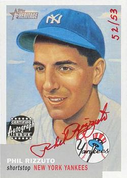2002 Topps Heritage - Real One Autographs Red Ink #RO-PR Phil Rizzuto Front