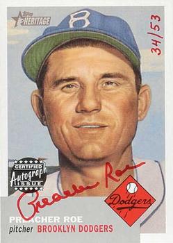 2002 Topps Heritage - Real One Autographs Red Ink #RO-PRO Preacher Roe Front