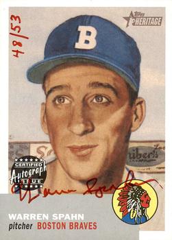 2002 Topps Heritage - Real One Autographs Red Ink #RO-WS Warren Spahn Front