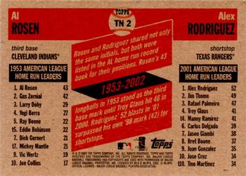 2002 Topps Heritage - Then and Now #TN2 Al Rosen / Alex Rodriguez Back