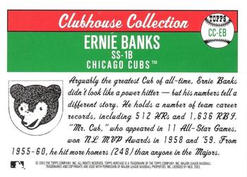 2003 Topps Heritage - Clubhouse Collection Relics #CC-EB Ernie Banks Back