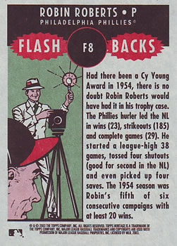 2003 Topps Heritage - Flashbacks #F8 Robin Roberts Back