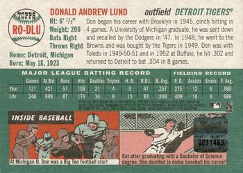 2003 Topps Heritage - Real One Autographs Red Ink #RO-DLU Don Lund Back