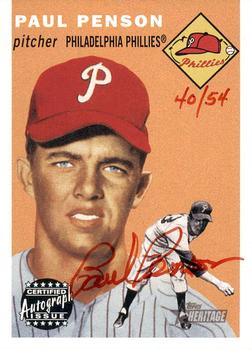 2003 Topps Heritage - Real One Autographs Red Ink #RO-PP Paul Penson Front