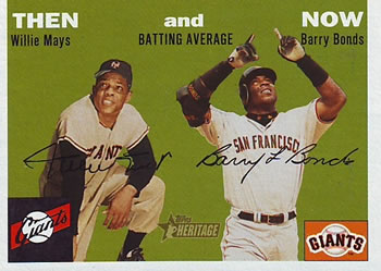 2003 Topps Heritage - Then and Now #TN3 Willie Mays / Barry Bonds Front