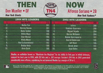 2003 Topps Heritage - Then and Now #TN4 Don Mueller / Alfonso Soriano Back