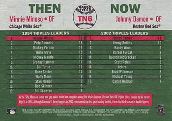2003 Topps Heritage - Then and Now #TN6 Minnie Minoso / Johnny Damon Back