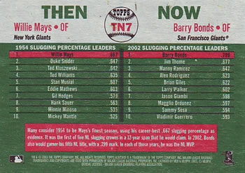 2003 Topps Heritage - Then and Now #TN7 Willie Mays / Barry Bonds Back