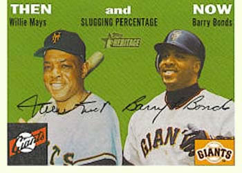2003 Topps Heritage - Then and Now #TN7 Willie Mays / Barry Bonds Front