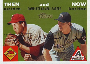 2003 Topps Heritage - Then and Now #TN9 Robin Roberts / Randy Johnson Front