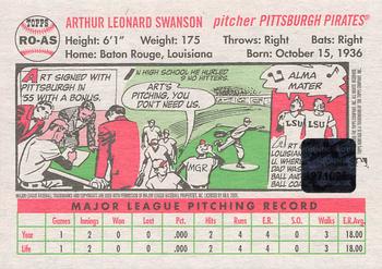 2005 Topps Heritage - Real One Autographs Red Ink #RO-AS Art Swanson Back