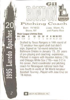 1995 Multi-Ad Laredo Apaches #2 Gil Rondon Back
