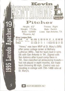 1995 Multi-Ad Laredo Apaches #5 Kevin Henthorne Back
