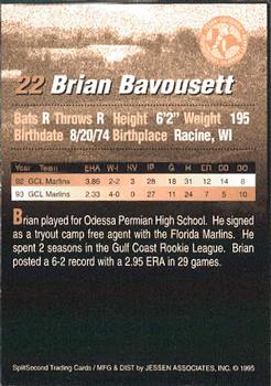 1995 SplitSecond Abilene Prairie Dogs #4 Brian Bavousett Back
