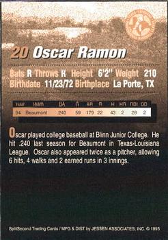 1995 SplitSecond Abilene Prairie Dogs #20 Oscar Ramon Back