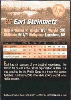 1995 SplitSecond Abilene Prairie Dogs #25 Earl Steinmetz Back