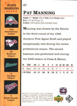 2001 SP Top Prospects #47 Pat Manning Back