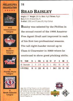 2001 SP Top Prospects #78 Brad Baisley Back