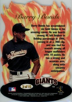 1997 Flair Showcase - Hot Gloves #2 Barry Bonds Back