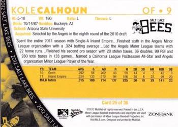 2012 MultiAd Salt Lake Bees #25 Kole Calhoun Back