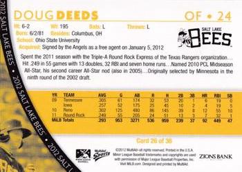 2012 MultiAd Salt Lake Bees #26 Doug Deeds Back