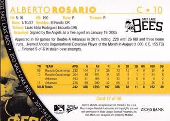2012 MultiAd Salt Lake Bees #17 Alberto Rosario Back