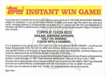 1991 Topps - Instant Win Game #NNO Instant Win Game B Front