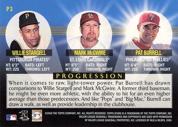 2000 Topps Stars - Progression #P3 Willie Stargell / Mark McGwire / Pat Burrell  Back