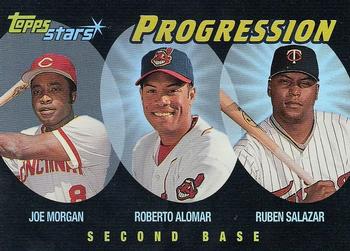 2000 Topps Stars - Progression #P4 Joe Morgan / Roberto Alomar / Ruben Salazar Front