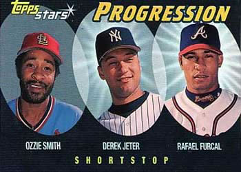 2000 Topps Stars - Progression #P6 Ozzie Smith / Derek Jeter / Rafael Furcal  Front