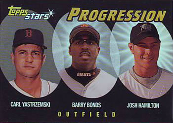 2000 Topps Stars - Progression #P7 Carl Yastrzemski / Barry Bonds / Josh Hamilton Front