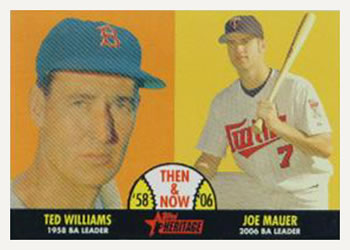2007 Topps Heritage - Then and Now #TN3 Ted Williams / Joe Mauer Front
