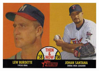 2007 Topps Heritage - Then and Now #TN5 Lew Burdette / Johan Santana Front