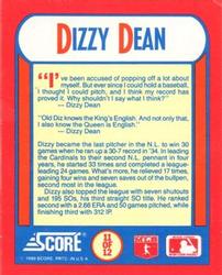 1990 Score Rising Stars - The MVPs #11 Dizzy Dean Back