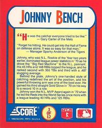 1990 Score Rising Stars - The MVPs #3 Johnny Bench Back