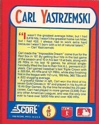 1990 Score Rising Stars - The MVPs #4 Carl Yastrzemski Back