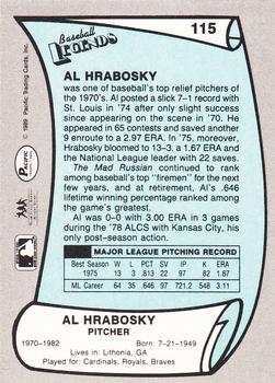 1989 Pacific Legends II #115 Al Hrabosky Back