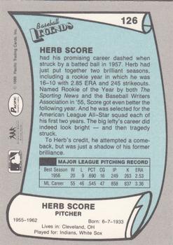 1989 Pacific Legends II #126 Herb Score Back