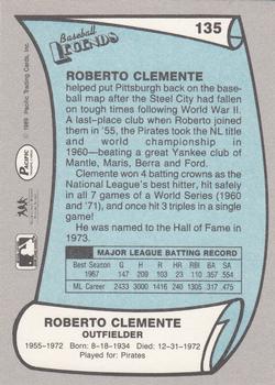 1989 Pacific Legends II #135 Roberto Clemente Back