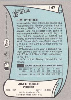 1989 Pacific Legends II #147 Jim O'Toole Back