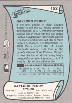 1989 Pacific Legends II #152 Gaylord Perry Back