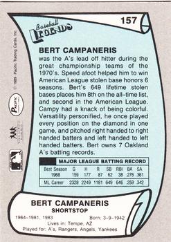 1989 Pacific Legends II #157 Bert Campaneris Back