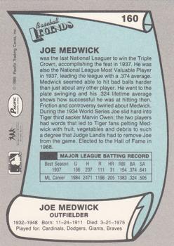 1989 Pacific Legends II #160 Joe Medwick Back